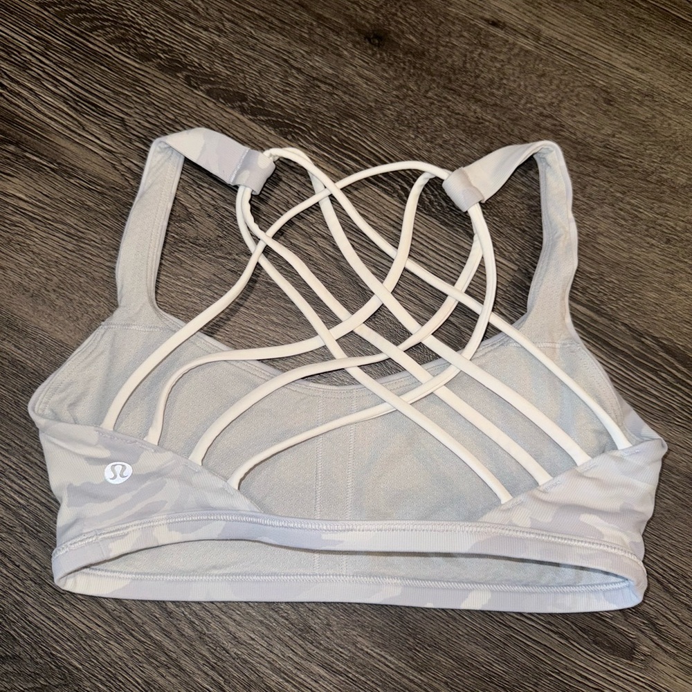 lululemon athletica Gray and White Strappy Sports Bra